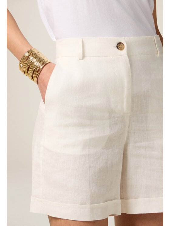 Oltre Oltre Szorty materiałowe P015R008439N011 Biały Baggy Fit