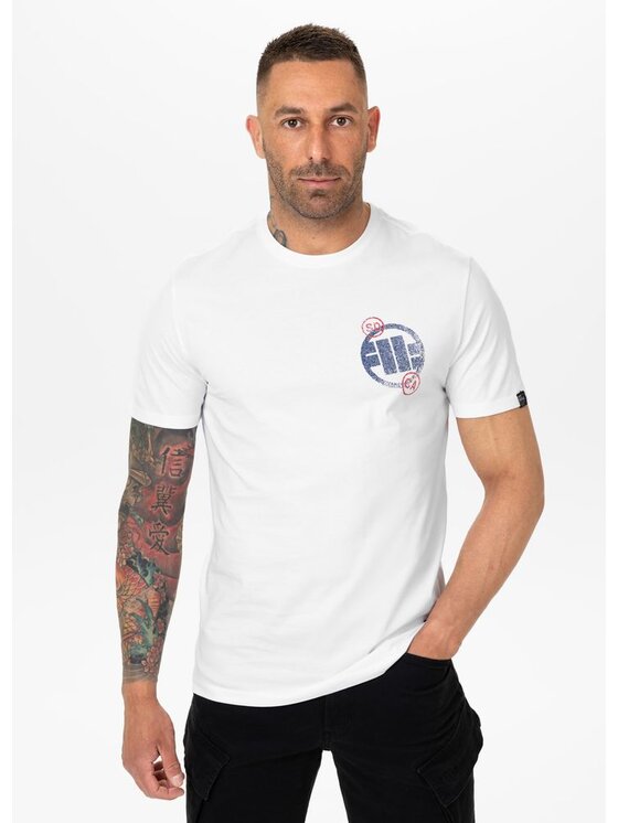 PITBULL PITBULL T-Shirt Koszulka męska SD STAMP L Biały Regular Fit