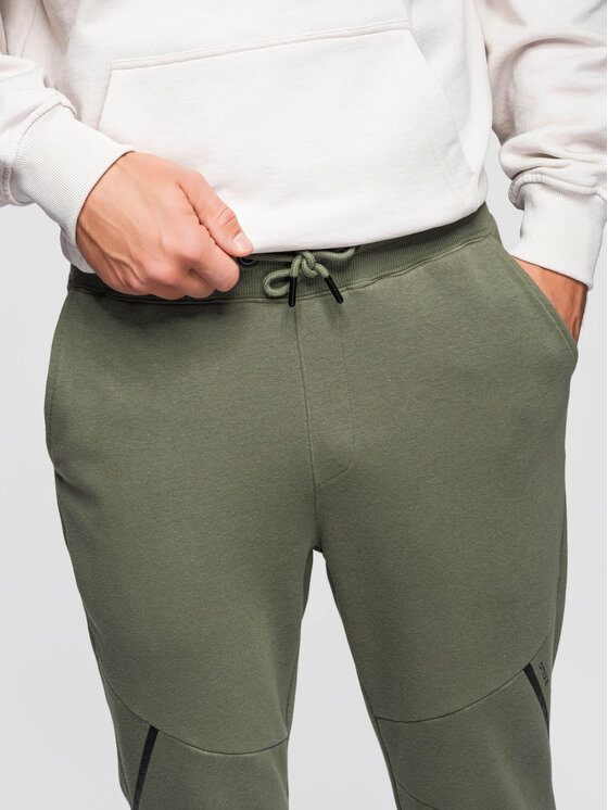 Ombre Ombre Spodnie dresowe OM-PASK-0280 Zielony Regular Fit