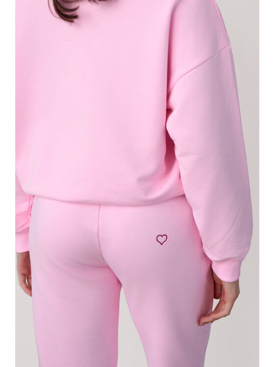TRIPLES TRIPLES Spodnie dresowe Teddy Love Pink Różowy Straight Fit