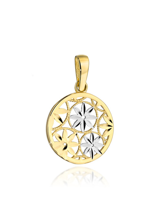 Fugart Fugart Naszyjnik Zawieszka kółko z diamentowanymi kwiatami FUG6-25-Z00436-2 Złoty