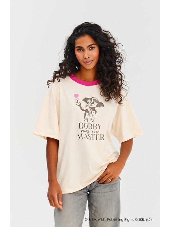 NAOKO NAOKO T-Shirt Dobby Is Free Béžová Regular Fit