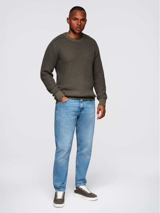 Ombre Ombre Sweter OM-SWSW-0122 Zielony Regular Fit