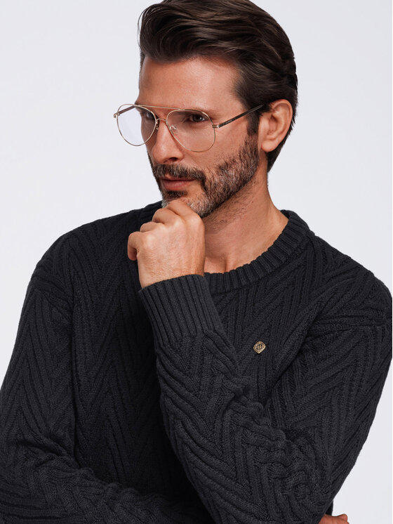 Ombre Ombre Svetr OM-SWSW-0190 Černá Regular Fit