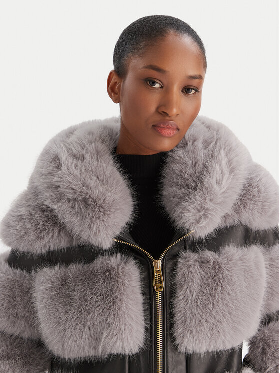 YES LONDON YES LONDON Pelzmantel ECO/031 Grau Regular Fit