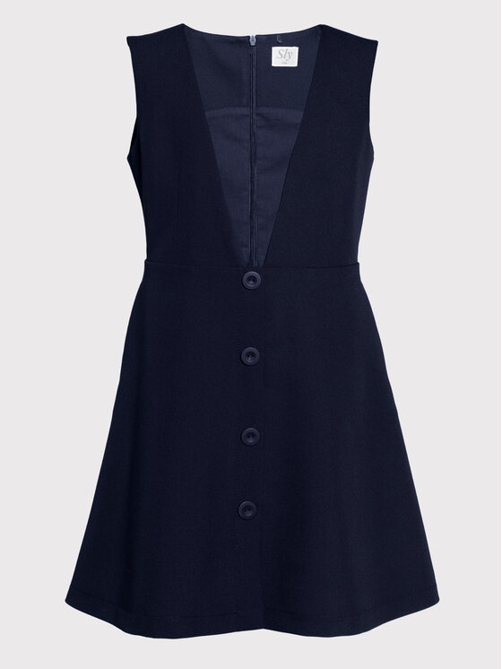 SLY SLY Sukienka elegancka 4S-208B Granatowy Comfortable Fit