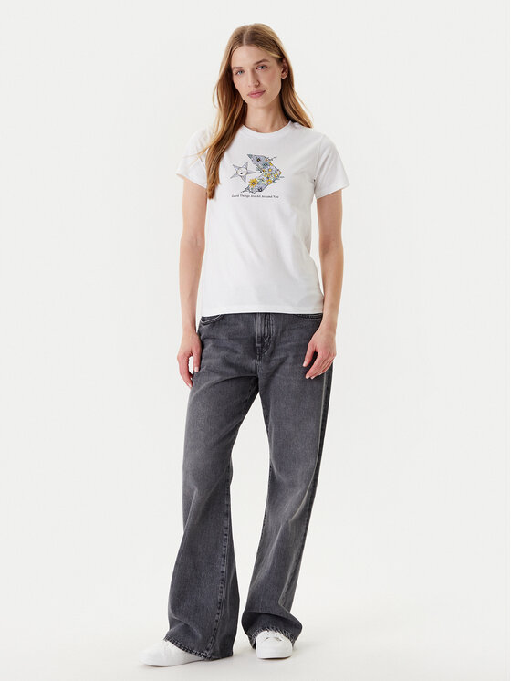 Converse Converse Marškinėliai Nature Star Chevron 10027752-A02 Balta Regular Fit