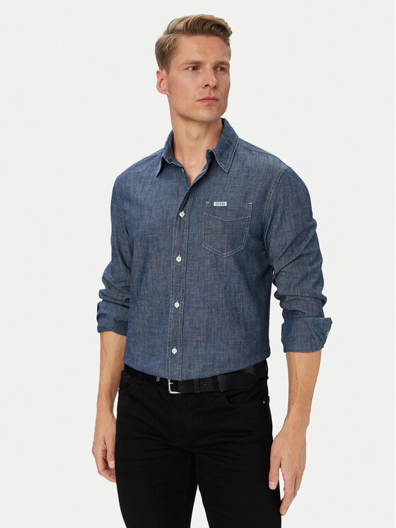 Guess Cămașă M6YH44 D1297 Bleumarin Regular Fit