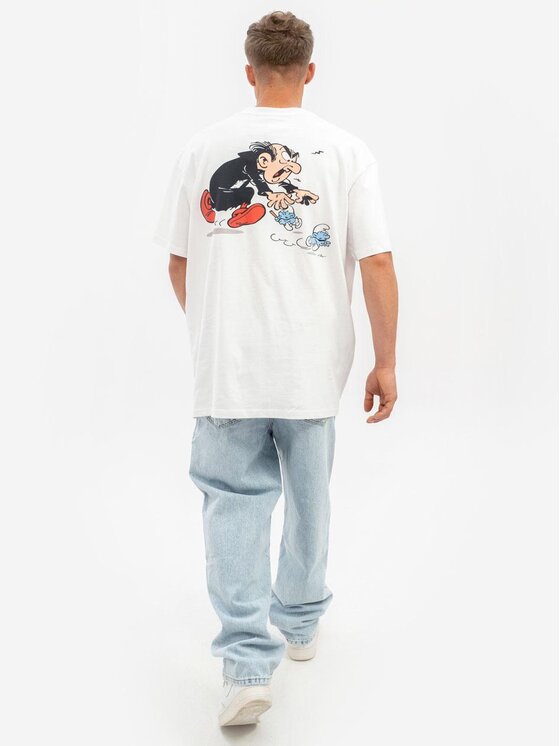 Smerfy Smerfy T-Shirt Koszulka Z Krótkim Rękawem Oversize Męska Biała Smerfy Adventures XL Biały Oversize