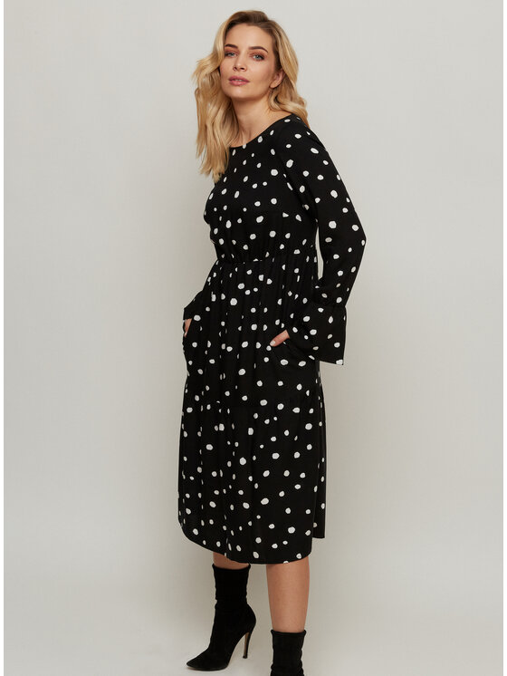 Bubala Bubala Sukienka codzienna Dots B&W Czarny Feminine Fit