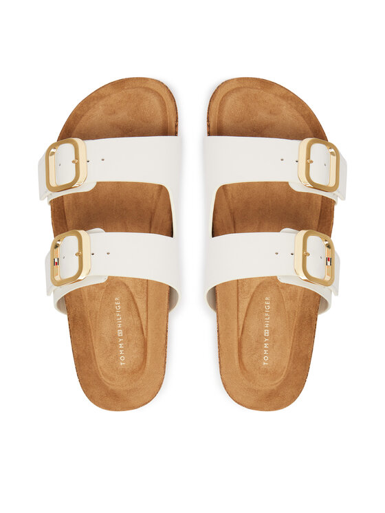 Tommy Hilfiger Tommy Hilfiger Šlepetės Double Strap Cork Sandals FW0FW09118 Balta
