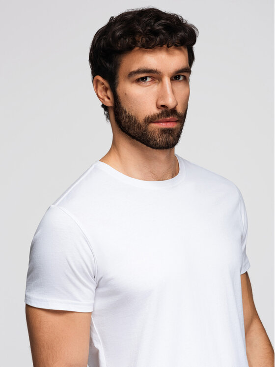 Ombre Ombre Komplet t-shirtów OM-TSBS-0268 Biały Regular Fit