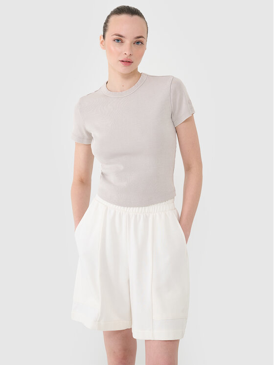 4F 4F T-Shirt SS MIDSHOP TEXTILE Beżowy Slim Fit