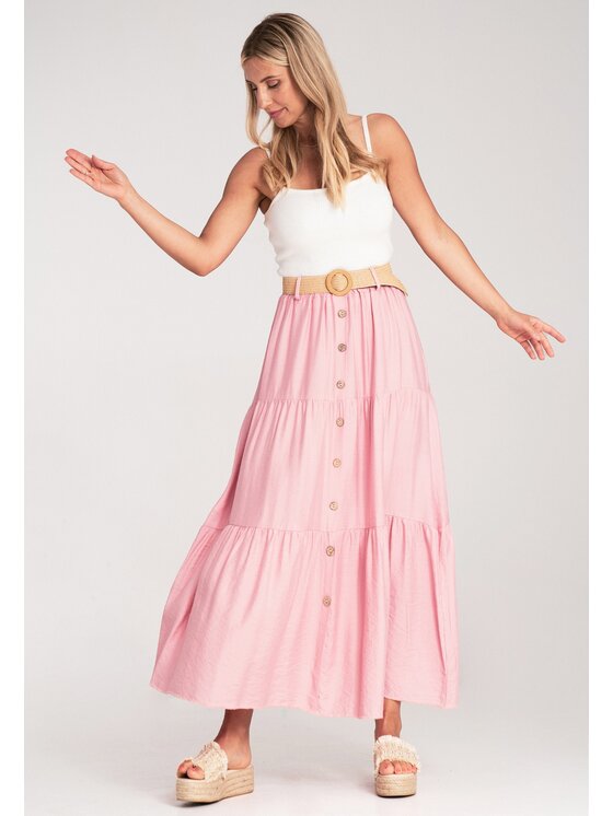 FIGL FIGL Maxi sukňa M1222 Ružová Straight Fit