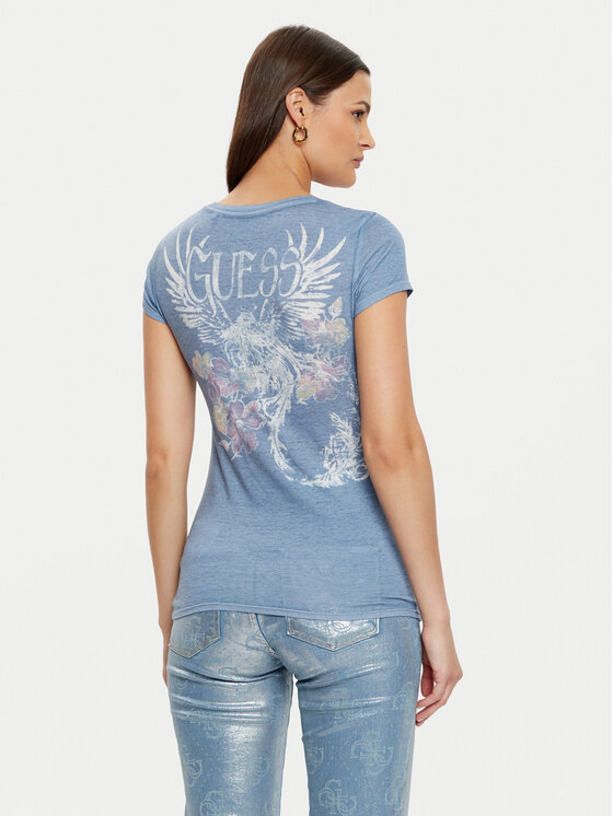Guess Guess Tričko W5RI28 KBYH0 Modrá Regular Fit