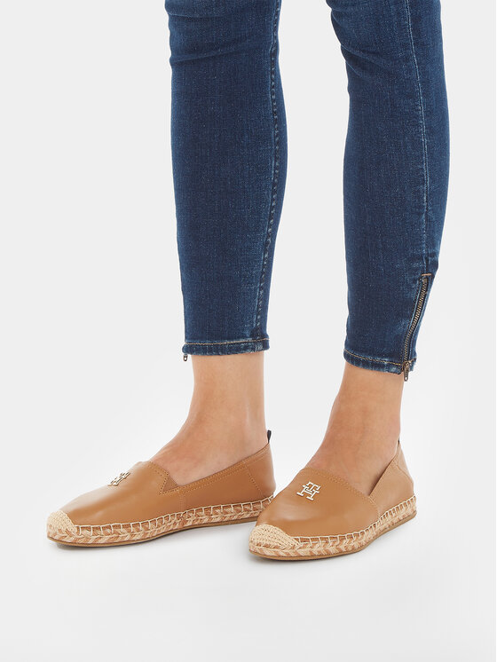 Tommy Hilfiger Tommy Hilfiger Espadryle Th Leather Flat Espadrille FW0FW07720 Brązowy