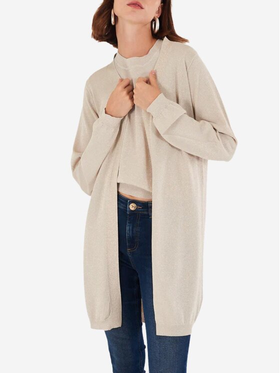 Yes Zee Yes Zee Cardigan Cardigan Lungo Donna Oro Regular Fit