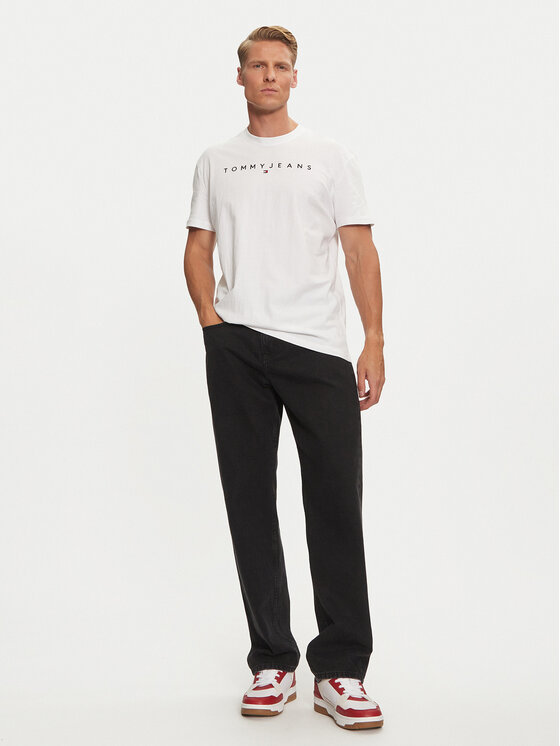 Tommy Jeans Tommy Jeans Tricou Linear Logo DM0DM20744 Alb Regular Fit