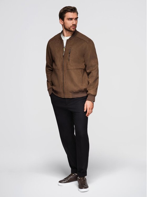 Ombre Ombre Kurtka bomber OM-JAFL-0232 Brązowy Regular Fit