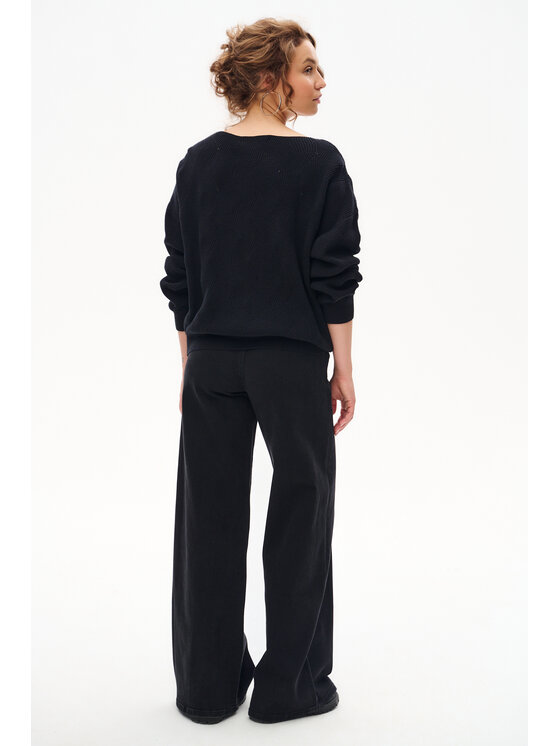 blue shadow blue shadow Sweter Reso Czarny Regular Fit
