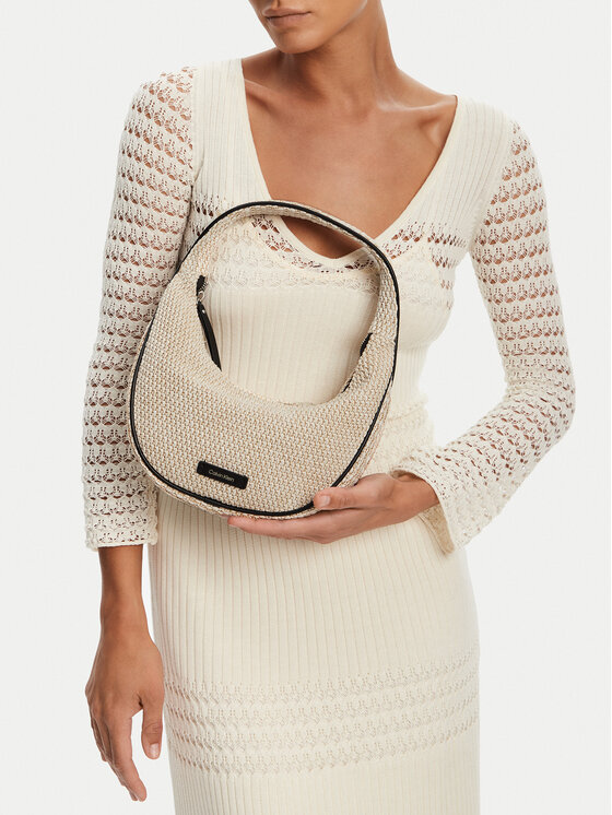 Calvin Klein Calvin Klein Rankinė Pinched Raffia Medium Shoulder B LV04F3079G Smėlio