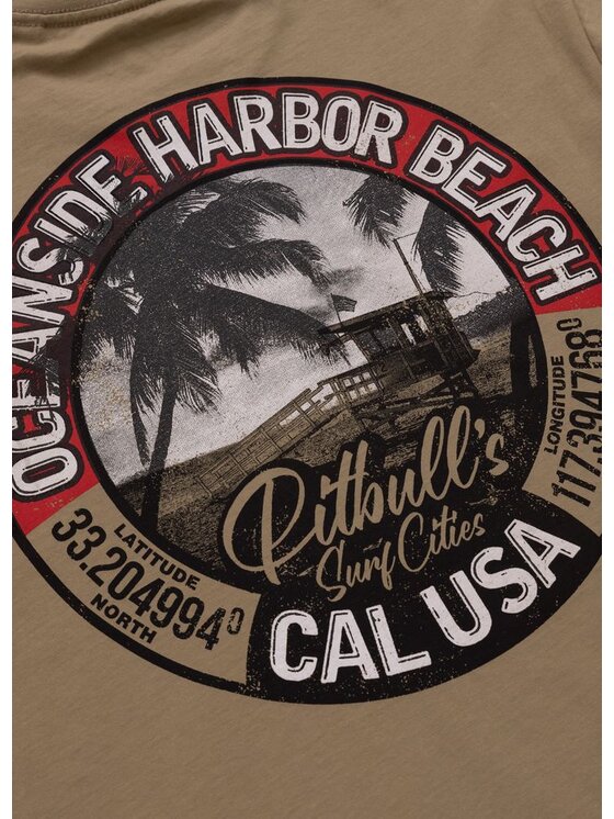 PITBULL PITBULL T-Shirt Koszulka męska OCEANSIDE L Beżowy Regular Fit