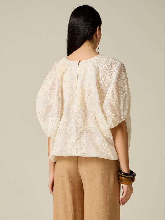 Oltre Oltre Bluzka 2035E000393N021 Biały Boxy Fit