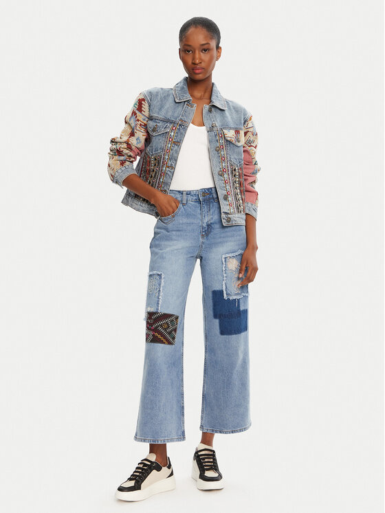 Desigual Desigual Jeansy Patches 25WWDD20 Niebieski Wide Leg