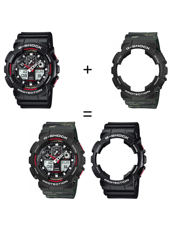Casio Casio Zegarek SET GA-100-1A4ER + BEZEL 10508136 + PASEK 10561429 Czarny