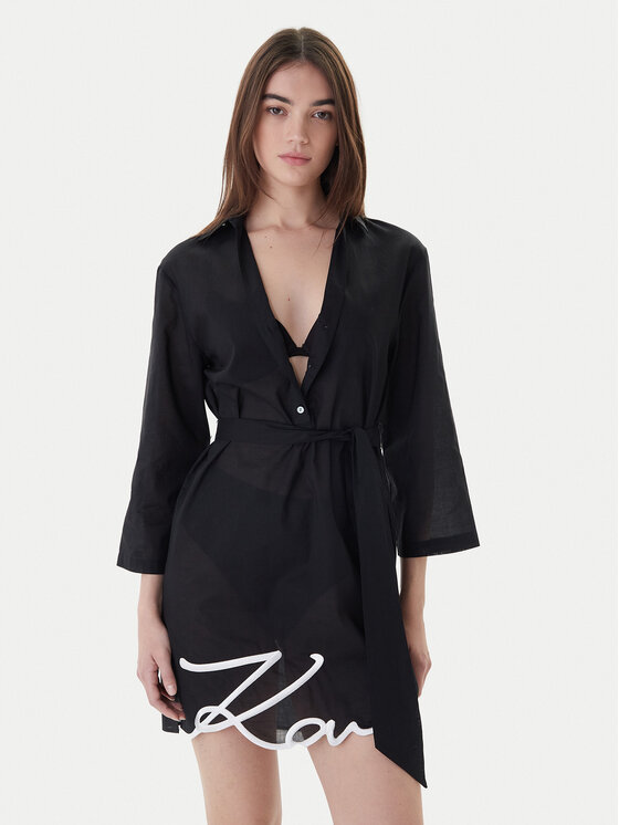 KARL LAGERFELD Rochie de plajă A2W46075 Negru Regular Fit