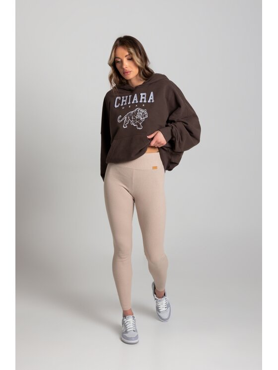 Chiara Wear Chiara Wear Legginsy push-up prążek Beżowy Extra Slim Fit