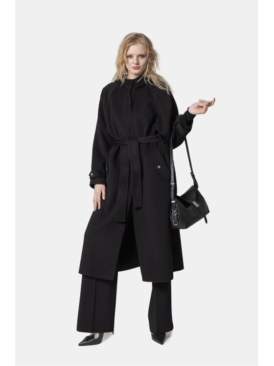 PINKO PINKO Vlněný kabát Cartoccio Cappotto Černá Regular Fit