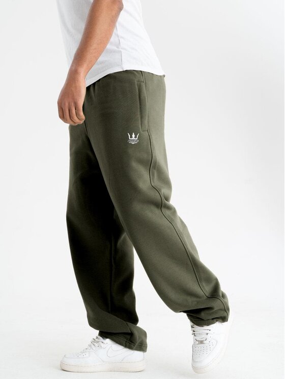 Jigga Wear Jigga Wear Spodnie dresowe Spodnie Dresowe Baggy Męskie Khaki Jigga Wear Haft Logo Drawcord M Khaki Baggy Fit
