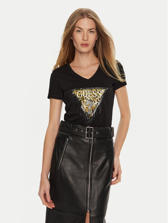 Guess Guess Тишърт W4BI18 J1314 Черен Slim Fit