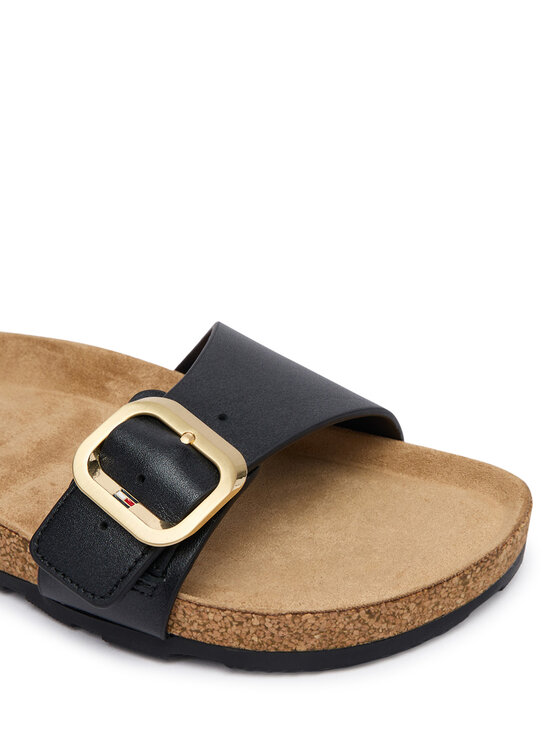 Tommy Hilfiger Tommy Hilfiger Nazouváky Cork Footbed Slip-On Sandals FW0FW09344 Černá