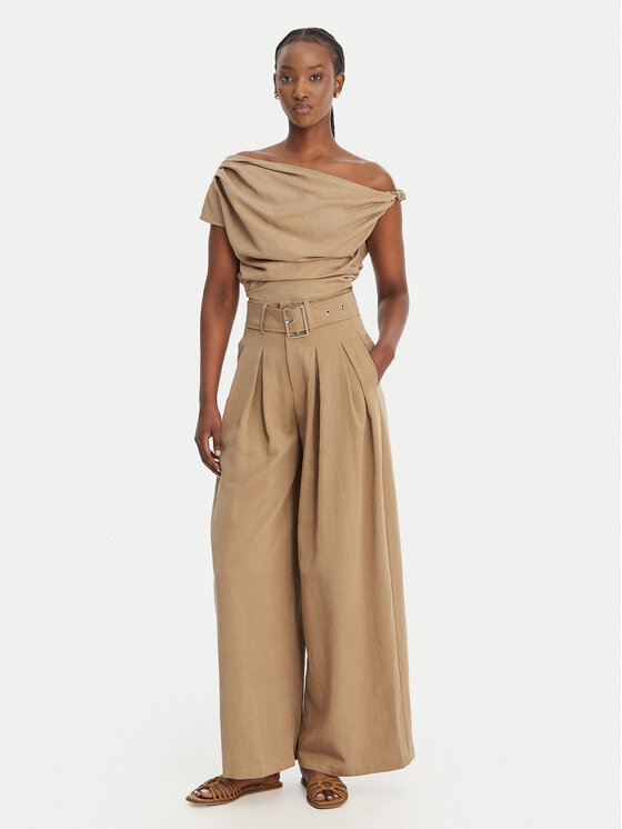 Eleh Eleh Palazzo kalhoty SS260099 Béžová Wide Leg