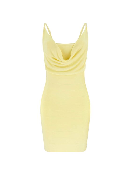 Guess Guess Коктейлна рокля W6GK83 Z0686 Жълт Slim Fit