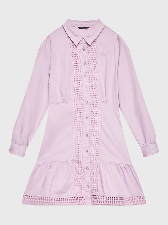 Guess Guess Rochie tip cămașă J3RK04 WE8R0 Roz Regular Fit