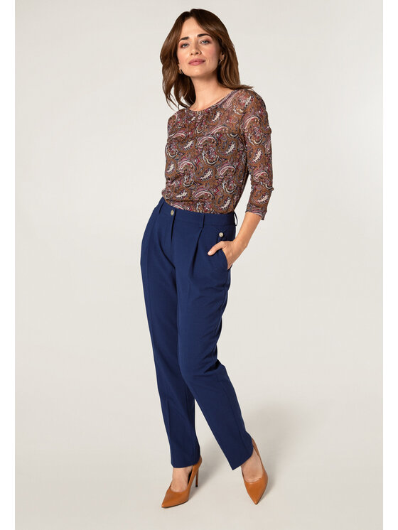 QUIOSQUE QUIOSQUE Dámske nohavice 3TP007 Tmavomodrá Regular Fit