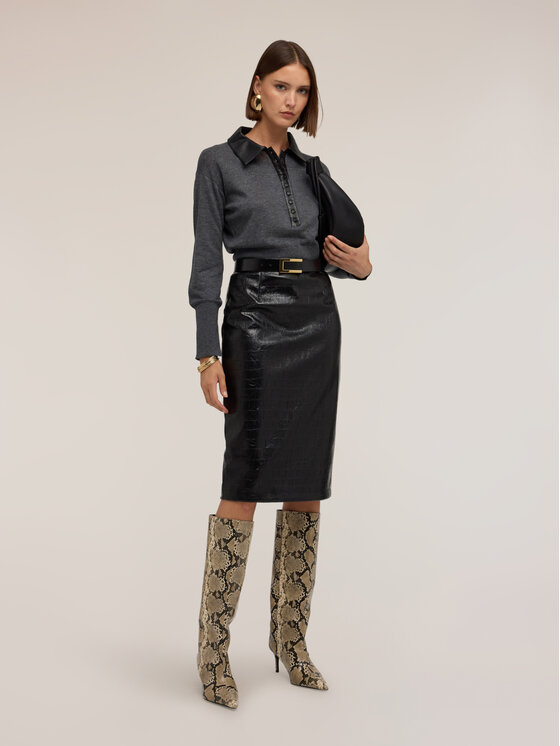 Motivi Motivi Spódnica midi 1302Q001251N033 Czarny Slim Fit