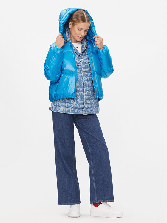 Tommy Hilfiger Tommy Hilfiger Kurtka puchowa New York Gloss WW0WW40836 Niebieski Relaxed Fit