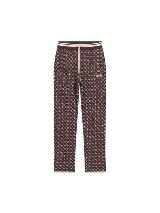 Guess Guess Kalhoty z materiálu 176829 Hnědá Classic Fit