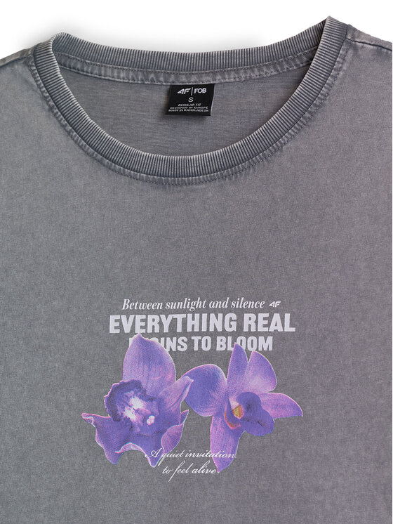 4F 4F T-Shirt FOB SUMMER Szary jasny Regular Fit