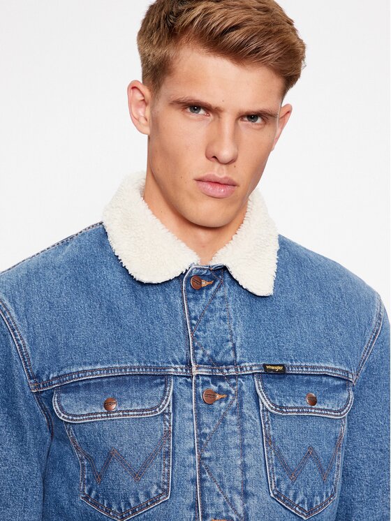 Wrangler Wrangler Giacca di jeans 124MJ SHERPA Blu Regular Fit