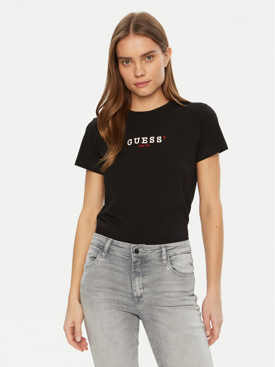 Guess Jeans Guess Jeans T-Shirt W5RI54 J1314 Černá Regular Fit