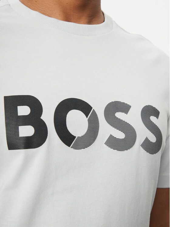 BOSS BOSS T-Shirt Tape Logo 50530990 Szary Regular Fit