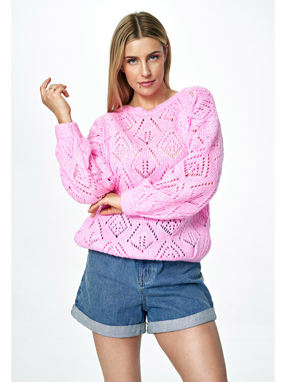 FIGL FIGL Sweter M887 Różowy Oversize