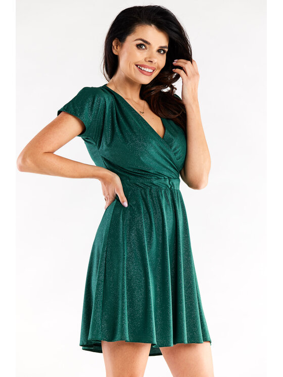 Awama Awama Sukienka wieczorowa A558 Zielony Basic Fit