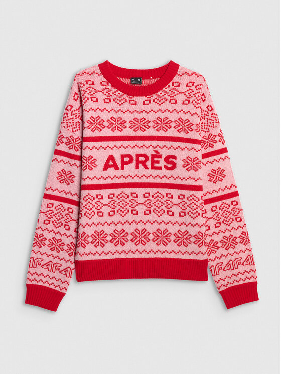 4F 4F Sweter casual Czerwony Regular Fit