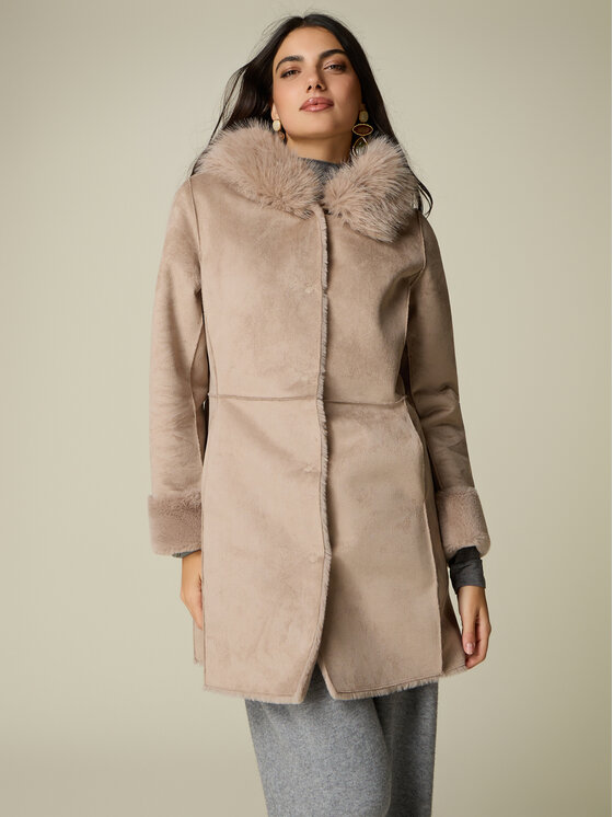 Oltre Oltre Cappotto invernale 8716R001346N002 Crema Regular Fit